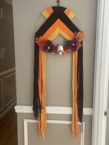 halloween wreaths for front door Fall Cottage Spooky Witch Costume Autumn Skull
