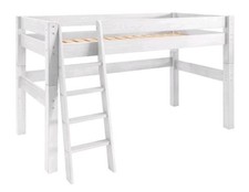 Hochbett MOBY von Dolphin, weiß, halbhoch mit schräger Leiter