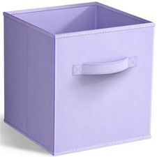 Foldable Storage Cubes W/ Handle Purple 10.5 in X 11 in Fabric Decorative Basket