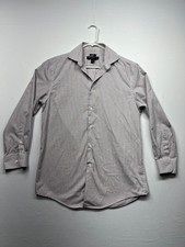 PRONTO UOMO Men's Long Sleeve Shirt Blue Brown Striped Size 15 -34/35