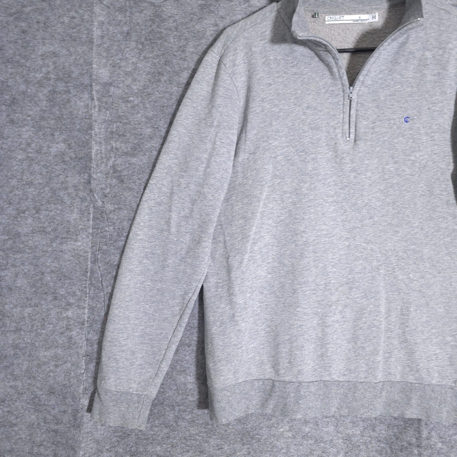 Criquet Pullover Mens Small Gray 1/4 Zip Chest Pocket Long Sleeve Outdoor Preppy