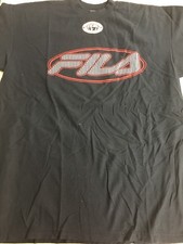 BRAND NEW RETRO FILA LOGO BLACK TEE SHIRT FREE SHIPPING
