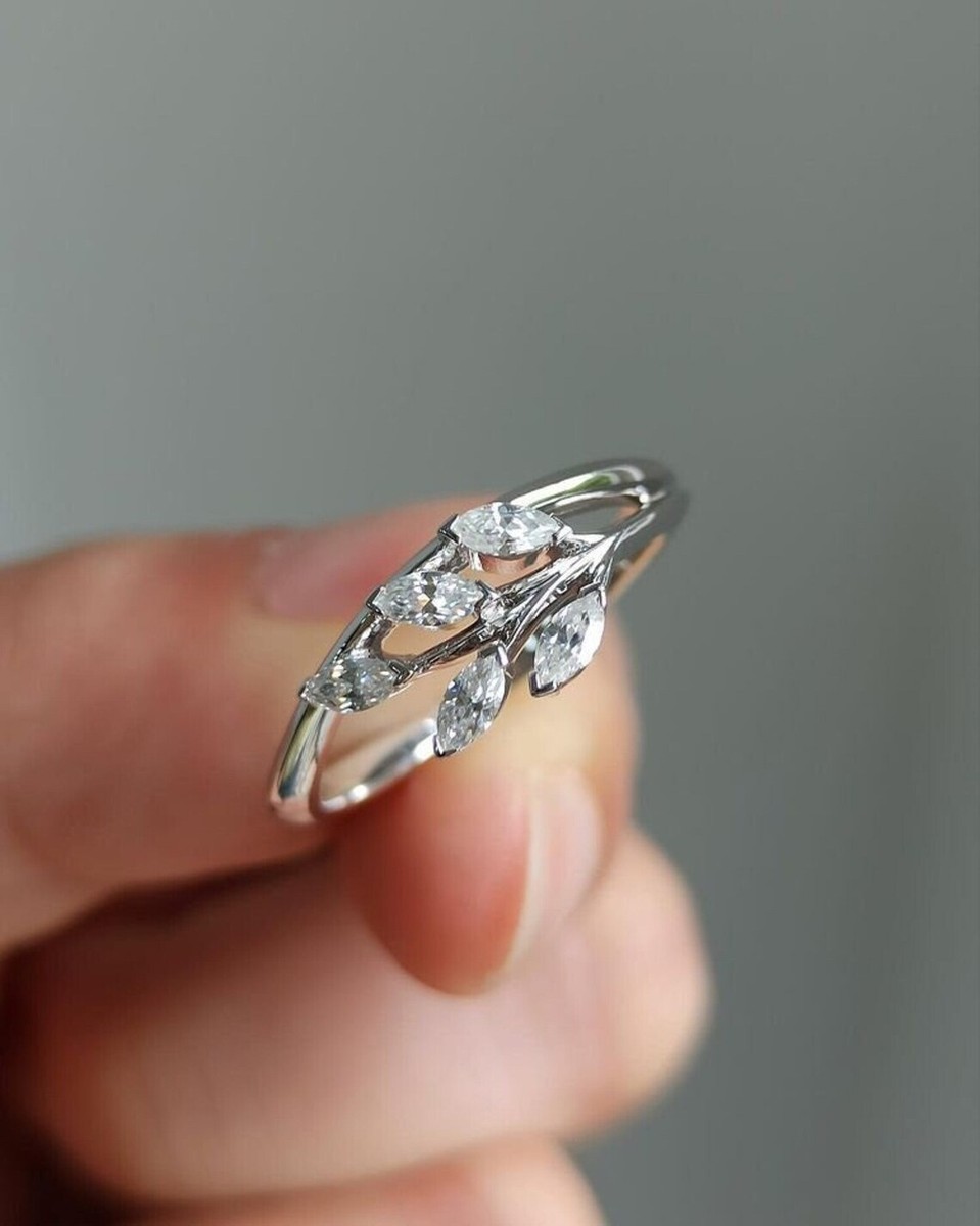 Women's 925 Sterling Silver Simulated Marquise Statement Ring - Size 5, Glass Opal With Yellow/Pink Fire, Modern Design