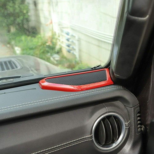 Red A-Pillar Speaker Ring & Roof Audio Cover Trim for Jeep Wrangler JL JT 2018+ - Imagen 5 de 8