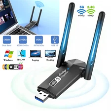 USB WiFi Adapter 5GHz/2.4G 1300Mbps Long Range Dongle USB 3.0 for PC Dual Band