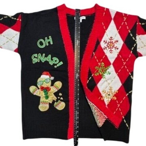 Celebrate Together Ugly Christmas Cardigan Pullover Large Oh Snap! Lebkuchen - Bild 12 von 13