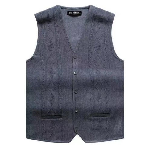 Gilet uomo lavorato a maglia cardigan canotta gilet scollo a V maglione gilet business - Foto 5 di 13