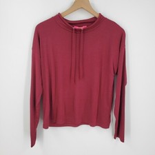 Catherine Maladrino Draw Cord Mock Neck Ribbed Pullover in Dragons Breath sz S