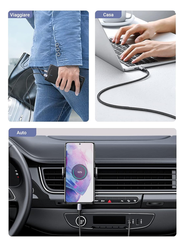 UGREEN 2Pack Cavo USB C a a Ricarica Rapida 3A in Nylon QC 3.0, Cable Type C Com - Zdjęcie 7 z 12
