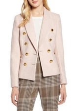 New Halogen X Atlantic-pacific Double Breasted Wool Blend Blazer - Pink - 8 Us
