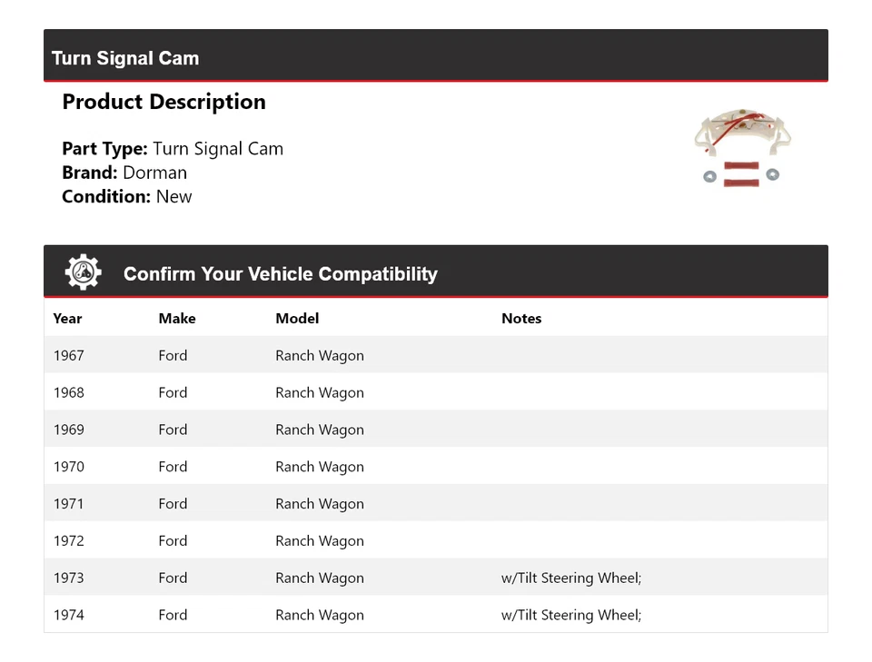 Для 1967-1974 Ford Ranch универсал Dorman поворотник кулачок 1968 1969 1970 1971 1972 - Изображение 2 из 4