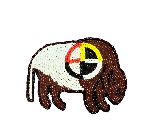VTG Native American Handmade Beaded Belt Buckle Deer hide Leather Backing Rare Native American Sterling Silver Beaded Deer Skin Belt  main image 2
