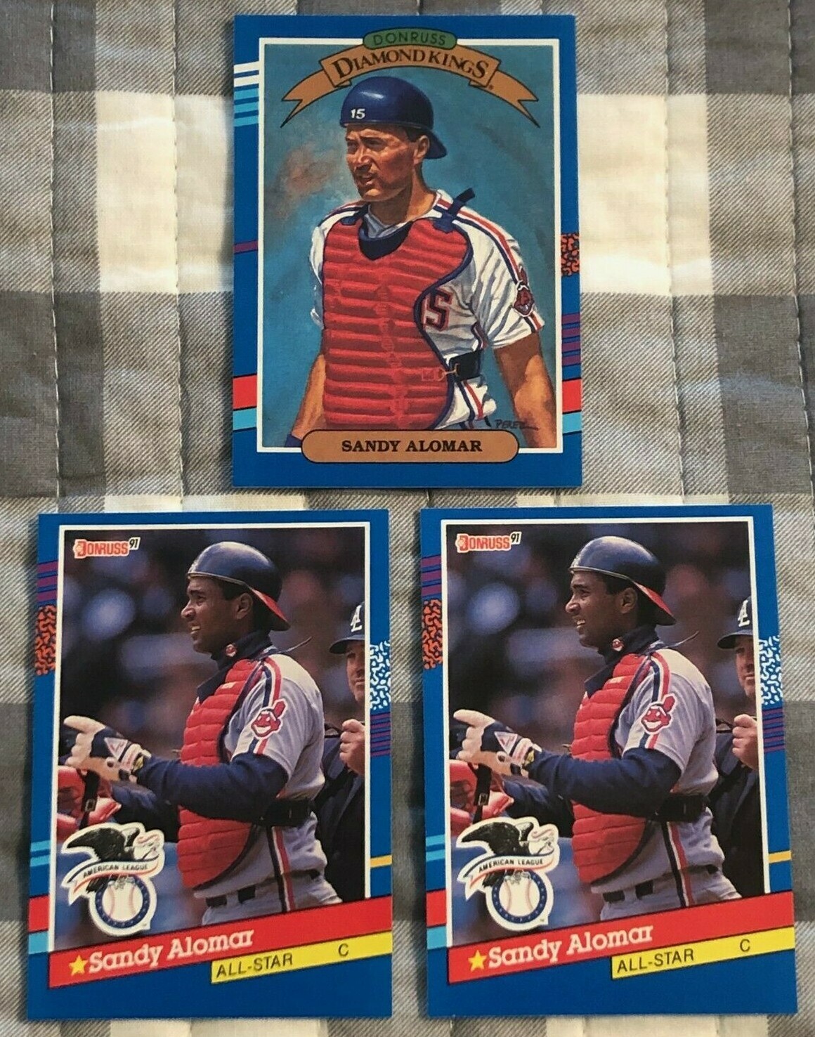 Sandy Alomar Jr 3 card Lot Cleveland Indians All-Star (2) Catcher Diamond Kings