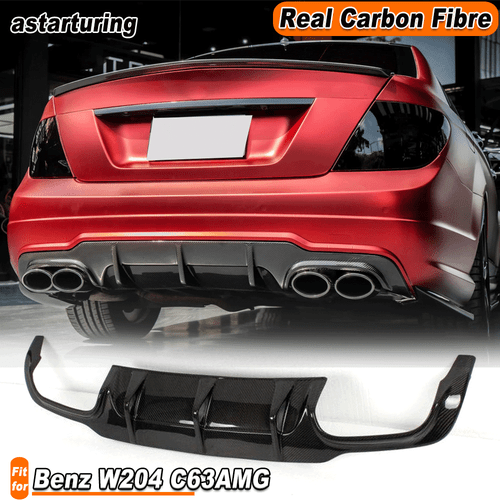 REAL Carbon Rear Diffuser Spoiler Fit for Mercedes W204 C63 Bumper 2012-2014 - Bild 1 von 10