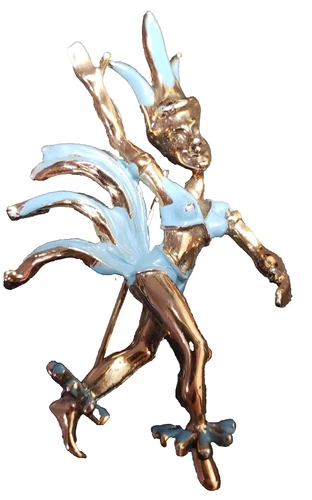 Charles Worth Tribal Dancer Pin Brooch Vintage Jewelry gift Missing Bakelite