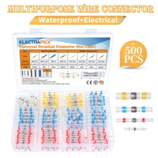 500 Solder Seal Sleeve Wire Connectors Heat Shrink Butt Waterproof Terminal Tube