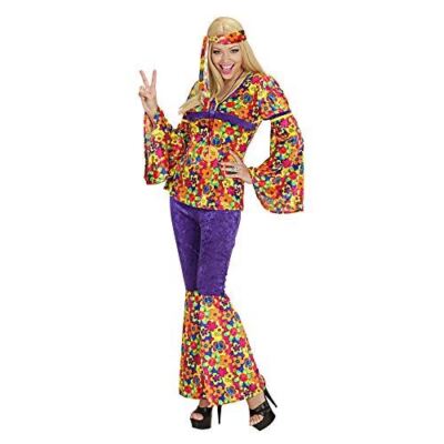 WIDMANN 73291 KOSTÜM HIPPIE MÄDCHEN S IN VELL.CAMIC,HOSE,FASC.TES