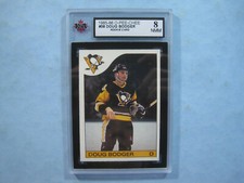 1985/86 O-PEE-CHEE NHL HOCKEY CARD #38 DOUG BODGER ROOKIE KSA 8 NM/MT SHARP+ OPC