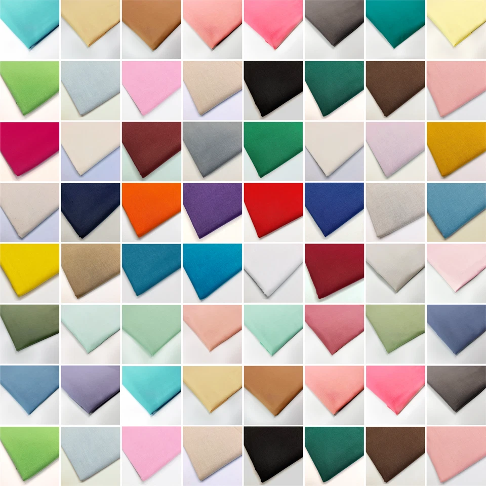 `100% Pure Cotton Solid Plain Coloured Craft Fabric over 50 Colours 150cm wide
