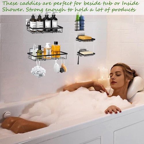 5-Pack Bathroom Shower Caddy Shelf Organizer Rack Storage Holders Wall Mounted - Picture 6 of 16