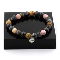 Mineralien Und Edelsteine. Armband Perlen Opal Rosa + Labradorit + Jaspis