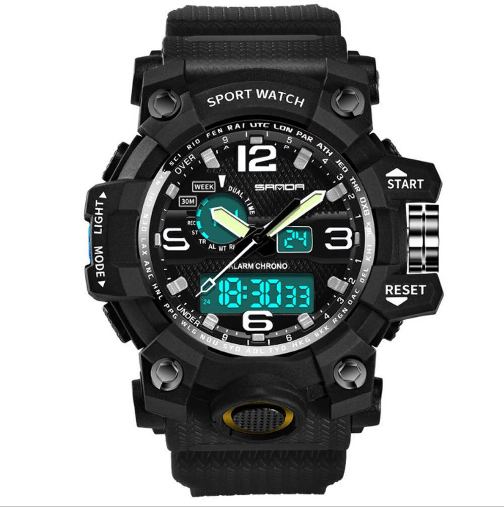 Durable Waterproof Electronic Quartz Watch with Rubber Strap and Multiple Color