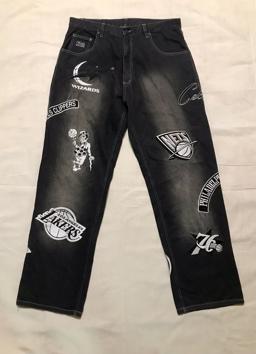 Vintage Y2K UNK NBA Jeans Mens Sz 36X33 Baggy Embroidered Vintage Y2K UNK NBA Jeans Mens Sz 36X33 Baggy Embroidered