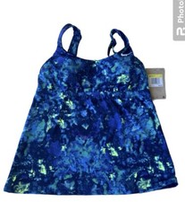 Nike Navy Multi Tankini Swim Top NESSD343-440 Women's Size S Adjustable NWT