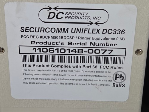 SECURCOMM BY DC SECURITY PRODUCTS UNIFLEX DC336 12VDC ISC DIAL-UP - Picture 9 of 10
