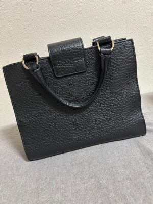 FURLA 2way Logo Buckle Design Hand Tote Crossbody Bag Women Black