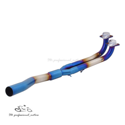 Modified System Blue Header Exhaust Front Link Pipe for KYMCO AK550 2022-2023