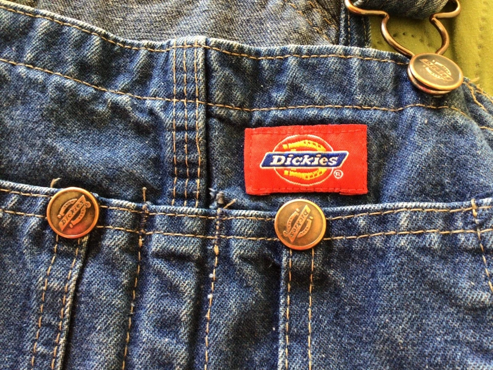 Dickies Boys or Girls Denim Jean Overalls Youth Size M Stone Washed Indigo Blue - Image 3 of 4