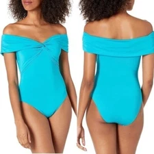 Trina Turk Getaway Solid Twist Bandeau One Piece SIZE 10