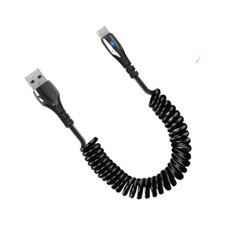 100W USB to Type-C Spring Coiled Fast Charge Data Cable Cord