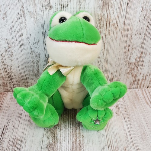 Russ Berrie 2006 Shining Stars Sitting Spotted Green Frog Plush 8" - 10"