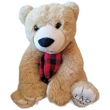 Gund Bears That Care FAO Schwarz Plush Tan Teddy Bear Red Black Scarf 11"