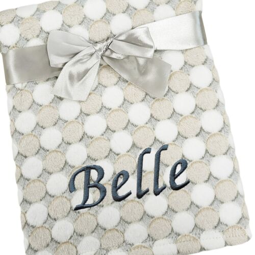 Personalised Baby Girl Boy Spotty Spots Blanket Name Blanket Gift Pink Blue Grey - Picture 18 of 18