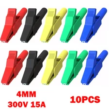 10X Insulated Alligator Crocodile Clips with 4mm Banana Jack Socket 300V 15A USA
