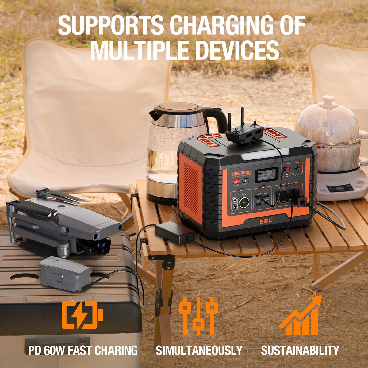 ポータブル電源　1000W 999Wh/270000mAh 270000mAh 1000W Portable Power Station Solar Generator