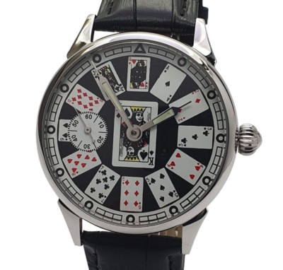 Vintage Watch Marriage Casino Playing Cards 3602 Dress Men's Wristwatch 18Jewels