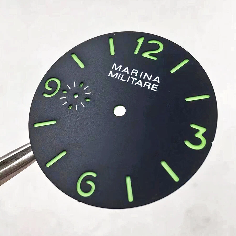 38.8 mm Black Sandwich dial green lumen for ETA 6497 ST3600 