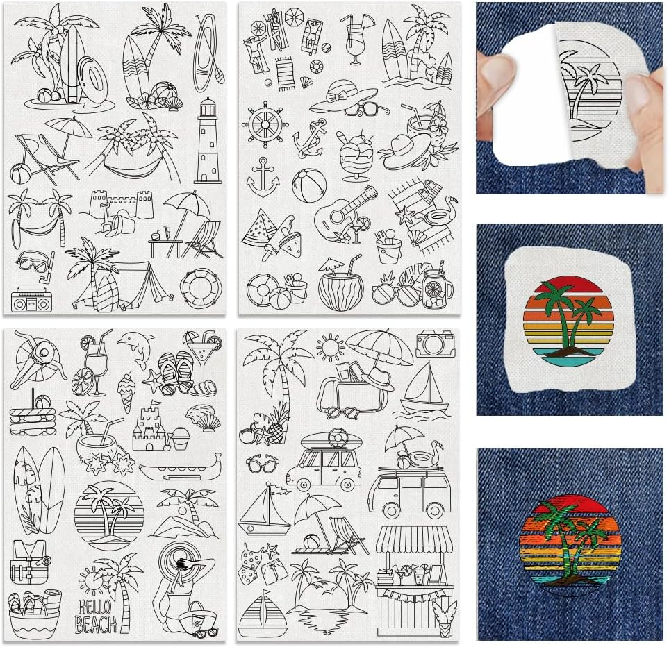 Beach Themed Water Soluble Embroidery Patterns Coconut Tree Submarine Rudder Was