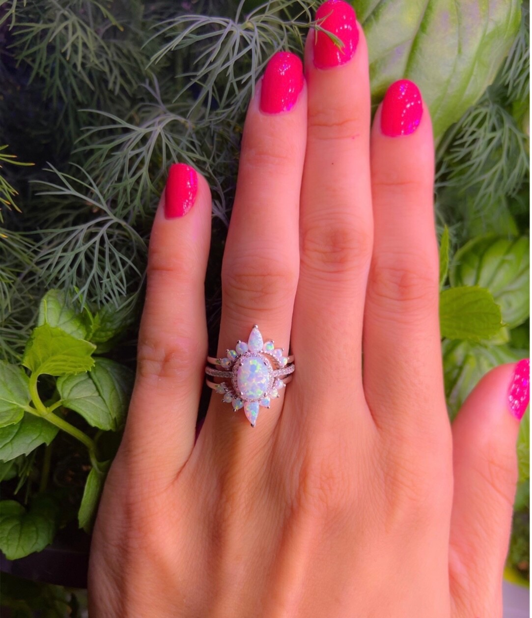 White Opal Statement Ring for Engagement or Promise-image