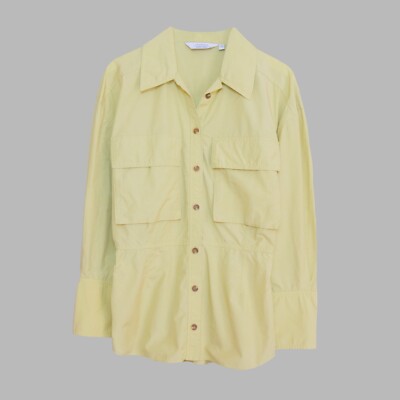 & Other Stories Voluminous Muted Lime Green Utility Shirt | EU 38 | UK 12