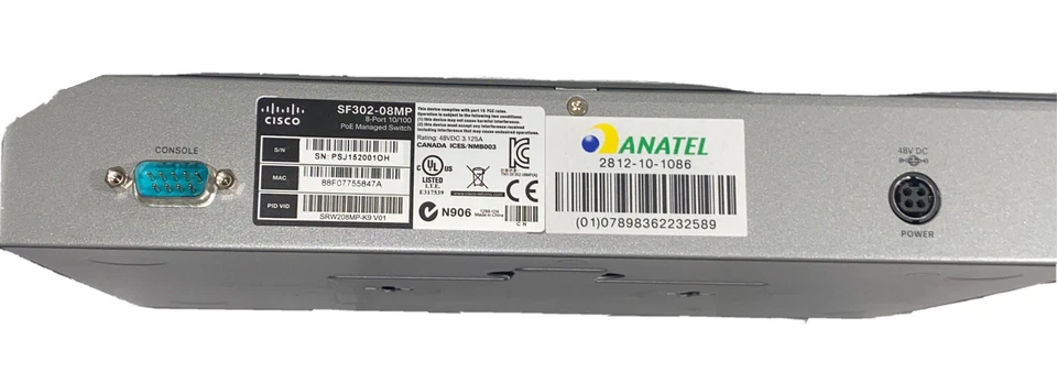 Cisco SF302-08MP 8-Port 10/100 Maximum PoE Managed Switch, NO Power Supply USED - Image 3 of 4