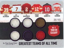 2023 IN THE GAME USED HOCKEY GREATEST TEAMS of ALL TIMES #36/45 CALGARY 1988-89