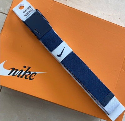 Nike Tech Essentials Single Web Golf Belt Reversible Blue/White Bottle Openr New