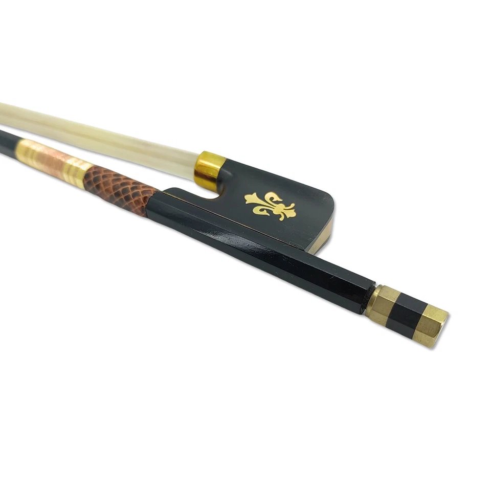 Arco para violonchelo 4/4 fibra de carbono ébano rana pelo de caballo natural bien equilibrado recto Foto 4 de 4