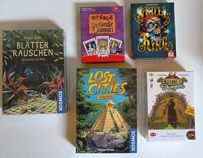 Neu: 5 Spiele -Blätterrauschen Lost Cities Skull King Dalmuti Welcome t. Dungeon