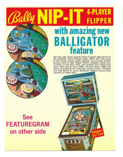 Nip-It Bally flipper volantino / brochure / pubblicità **difficile da trovare** ottime condizioni **